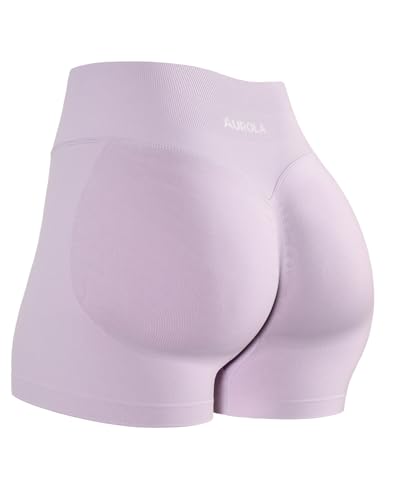 Image of AUROLA Influence Workout Shorts for Women,2.5 3.5 4.5 5.5 6.5 No Roll Up Squat Proof Scrunch Seamless Compression Gym Short