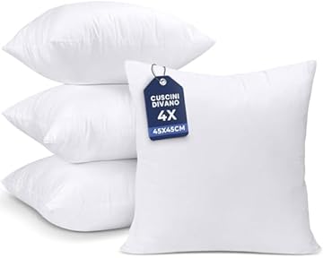 Utopia Bedding Set di 4 Cuscini, 45 x 45 cm Imbottitura per Cuscini, Cuscini Divano, Cuscino Interno (Bianco)