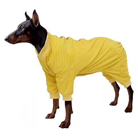 Waterproof Dog Raincoat with Legs Double Layer Dog Clothes Full Body Dog Costume with Stretch ribbed cuffs,Reflective Trousers Suit rainproof ideal for Small Medium Large Dog Outdoor-Yellow-XL Cover