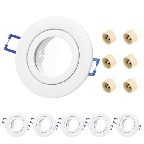 KYOTECH Einbauleuchten bad rahmen 6er set,Runder Wasserdichte Einbauleuchten rahmen led strahler IP44 für Feuchtraum Badezimmer Dusche Aussen,Mit GU10 Fassung für Halogen und LED Strahler