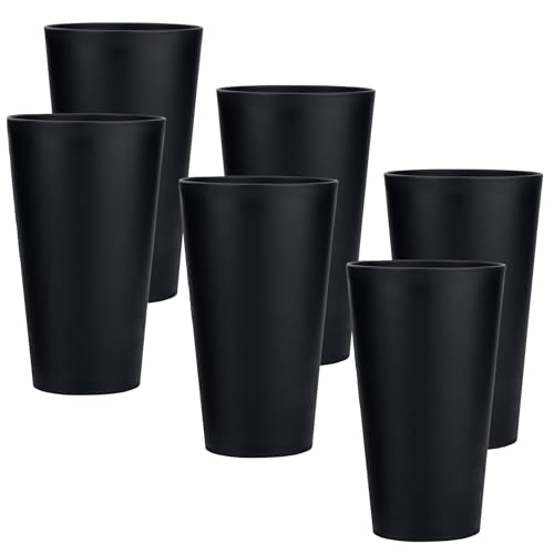 KX-WARE 32-ounce Plastic Tumblers Large Drinking Glasses, set of 6 Black