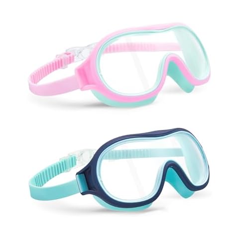 Aegend 2 Pack Swim goggles for Kids 3-15, Anti-Fog Anti-UV Wide Vision Waterproof, No leak Swimming goggles for Boys Girls Cover
