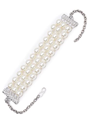 Image of Karatcart Glossy Finish Tumble Stone Studded Beaded Bracelet for Women