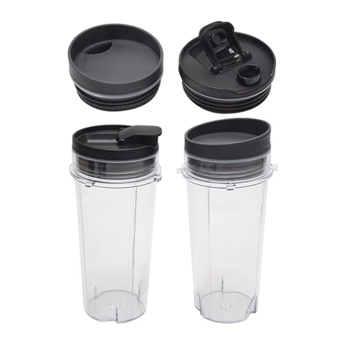 UN-2 Pzs Vaso 16 OZ con 4 Tapas para Licuadora Ninja miniatura 1