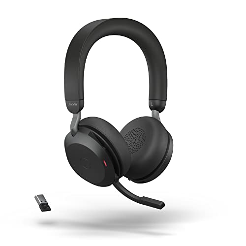 Jabra Evolve2 75 PC Wireless Headset with Charging Stand and 8-Mic Technology - Dual Foam Stereo Headphones with Advanced Active Noise Cancelling, USB-A Bluetooth Adapter and MS Compatibility - Black by Jabra - Image 4