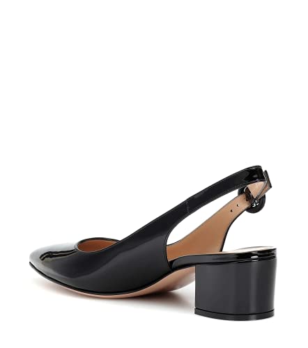 Eldof Slingback Heels Women Block Low Heel Pointed Toe Pumps Ankle Buckle Office Dress Suede Shoes 2 Inches3