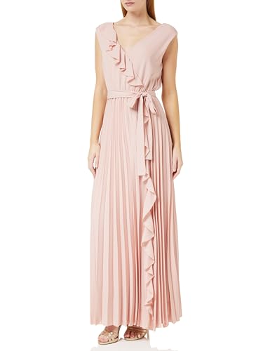 Gina Bacconi Maxi Dress with Frill Detail and Pleat Skirt Vestido de cóctel, Blush, M para Mujer
