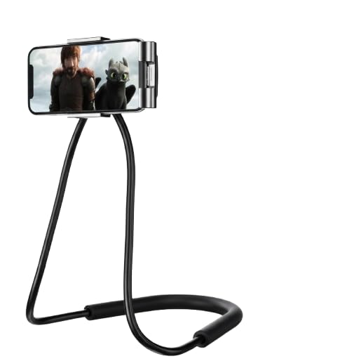 Image of pora's Portable Lazy Stand Mobile Holder with Goosneck Long Arm Clip | Flexible | Foldable | 360 Degree Compatible for Universal Places As Office |Home |Kitchen | Bedroom (Hanging Neck Lazy)