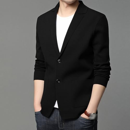 Men's Knitted Suit Cardigan Male Skinny Solid Lightweight Knitwear Male Two Button Casual Blazer Sweater3