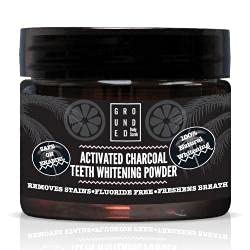 G R O U N D E D COFFEE SCRUB Activated Charcoal Teeth Whitening Powder by Grounded®. 100% Natural and Made in The UK
