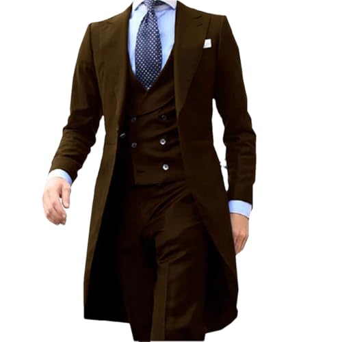 Long Tail Blazer 3 Pieces Male Suit Men's Groom Tuxedo Prom Jacket Vest with Pants