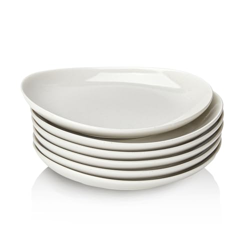 Image of Sweese 7.8 inch Porcelain Dessert Plates Set, Grey, Set of 6 - Scratch Resistant, Dishwasher Microwave Safe