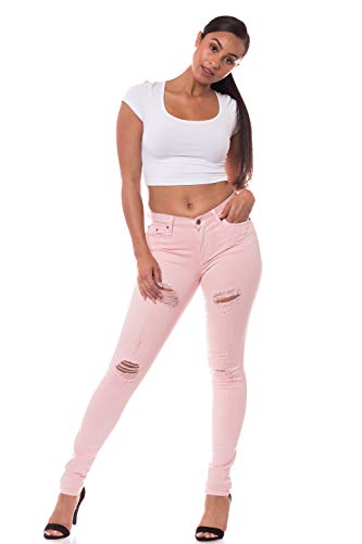 Aphrodite Mid Rise Jeans for Women - Skinny Stretch Womens Distressed Ripped Jeans