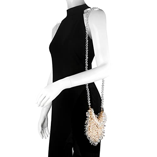 Mini Evening Clutch Handbag for Women, Crystal Beaded Acrylic Purse, Small Cute Crossbody Shoulder Bag for Wedding Party Prom (Not Compatible with Phones), Gold - Image 4