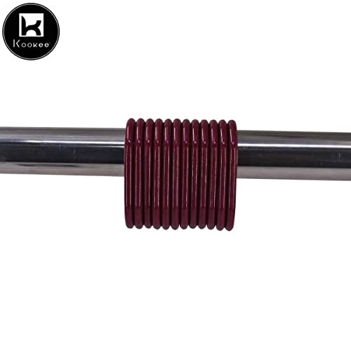 Image of Kookee Shower Curtain Rings, Plastic Rust-Proof, Unbreakable, Slides Easily on Bath Drape Rod, Curtain Liner, 12 C Shape Hooks - (JS160905) Maroon