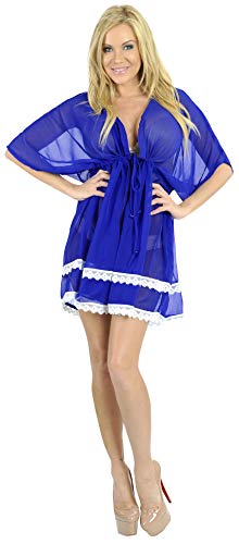 La Leela Women's Loose Beach Bikini Swimsuit Cover Ups 2X-3X Mary Blue-L651 #TOP2