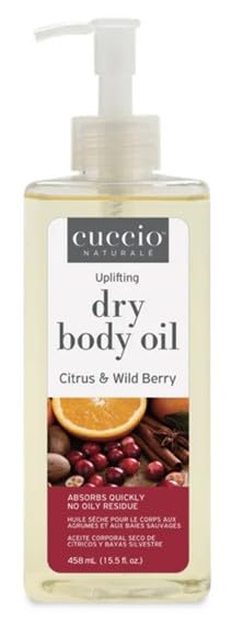 Cuccio Naturale Hydrating Dry Body Oil – Citrus & Wild Berry, Fast‑Absorbing Non‑Greasy Moisturizer for Soft Radiant Skin, 15.5 fl oz
