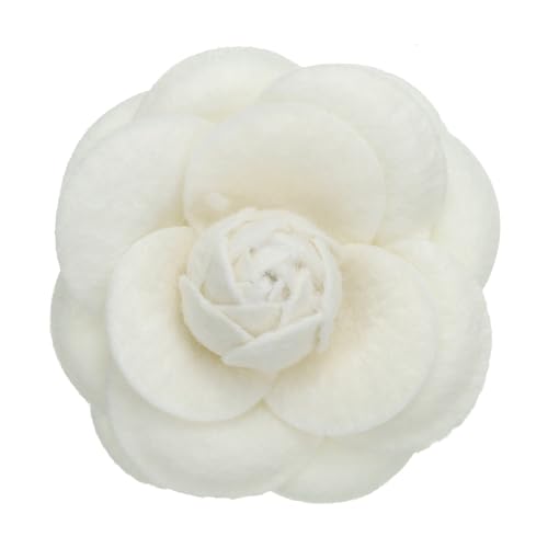 PATIKIL Kamelienblumen-Broschen, Vintage-Stoffblumen-Broschen handgefertigte Blumen-Anstecker für Damen Hut Kleid Hemd Krawatte Corsage, Creme