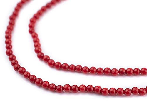 TheBeadChest Round Red Coral Beads 3mm 16 Inch Strand