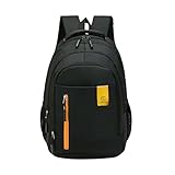Mochila Escolar Masculina Reforçada Casual Fashion QL-098 (Preto/Laranja)
