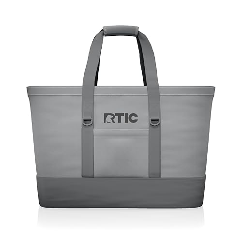 RTIC Everyday Insulated Tote Bag, Large Reusable Thermal Cooler with Zippered Top for Beach, Grocery, Shopping, Camping, Picnic, Travel, 35 L Capacity, Smoke