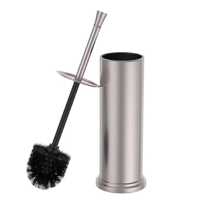 012 Premium 304 Stainless Steel Toilet Brush and Holder: Weighted Stable Base, Splash-Proof Design for 360° Thorough Cleaning & Space-Saving Storage,Nickel?012