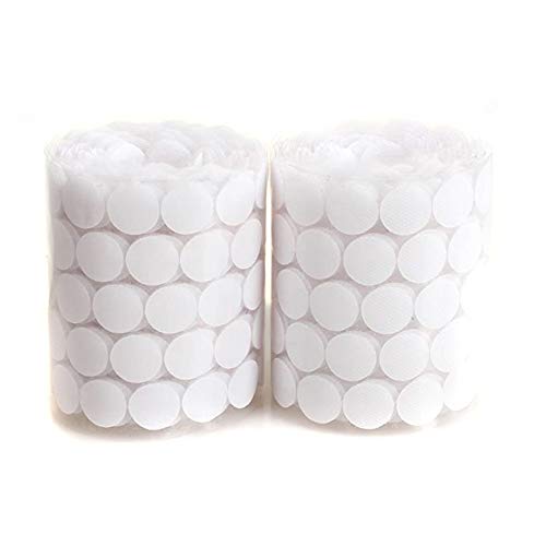 1000pcs 20mm Strong Self-Adhesive Hook and Loop Dots Waterproof DIY Movable Backing Fastening Tape Double Sided Sticky Adhesive Pads for Home School Office (White)