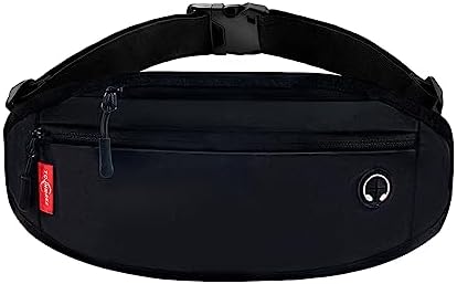 TOJNMAKE Running Belt Fanny Pack for Women Men Waterproof Small Waist Bag Black Fanny Pack for Travel Hiking Walking Workout Fashion Waist Packs (Black)