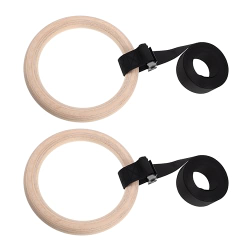 Anillas de gimnasia de madera con correas ajustables