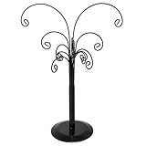 Ornament Tree Display Stand Wire Tree – 10.6 Inch Black Rotating Wrought Iron Tabletop Holder with Multiple Hooks for Hanging Glass Ornaments, Balls, Jewelry, and Small Craft Items – Decorative Rack