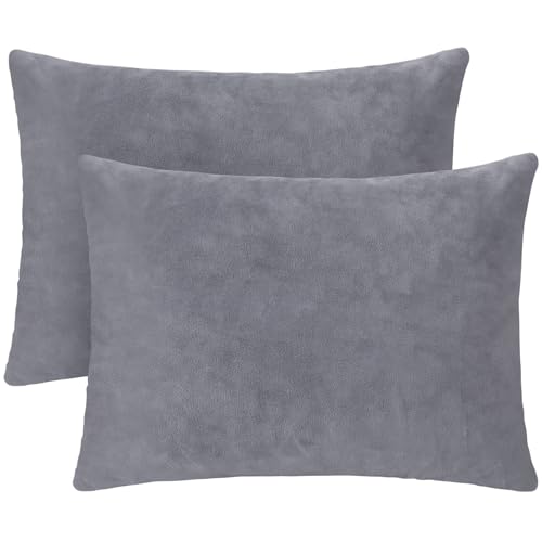 1 MIDDLE ONE 2 Pack Small Pillow 16 X 12 Inches Memory Foam Mini Pillow for Travel Camping Sleeping Nap and Neck Knee Lumbar Support Tiny Cushion for Pet Dogs (Grey)