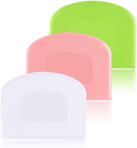 Teigschaber Teigschaberkarte Silikon,Dough Scraper card Spatelset für Kuchen, Pizza, Brotschneiden, Küchenbedarf für Brot Backen Kuchen Enthusiasten Anfänger Profi Bäcker 3 Stück(Weiß+Grün+Rosa)