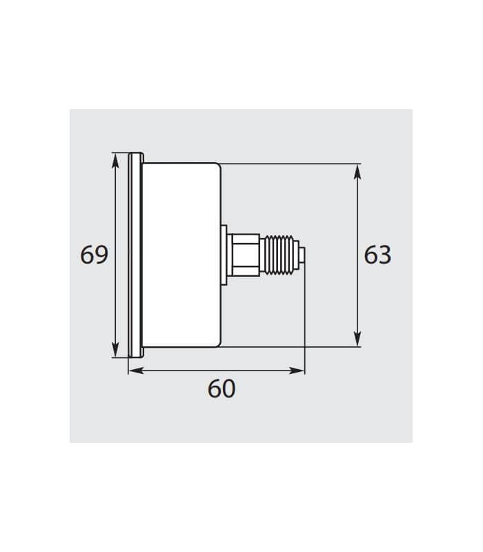 Manometre 160 bar 63mm fixation axiale 1/4