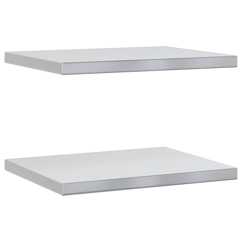 vidaXL Mensole a Muro 2 pz 50x40 cm Argento in Acciaio Inossidabile