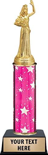Crown Awards Beauty Queen Trophies, Personalized Pink Beauty Queen Waiving Trophy, Engraving Included Prime