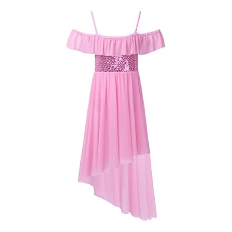 CHICTRY Vestido Latino Niña Maillot Ballet Vestido con Borlas Flecos Chicas Traje de Danza Tango Salsa Deportivo Salón Vestido de Lentejuelas Blanco de Baile Latín Cover