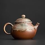 Générique Service à thé Chinois Kung Fu rétro en céramique émaillée Effet Bois de Chauffage, théière à Main avec Filtre à Bille, Service à thé Portable en Porcelaine.