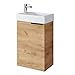 Produktbild Planetmöbel Waschtisch mit Unterschrank 40 cm Waschbecken Bad Gäste WC Gold Eiche
