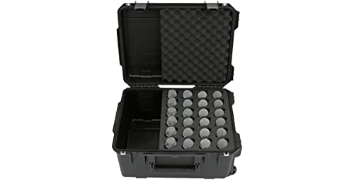 Skb Injection Molded Case W/Foam For (24) Mics W/Storage Compartment And Wheels #TOP1