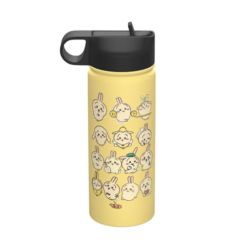 ステンレスカップ ちいかわ うさぎ コーヒーカップ 車用 タンブラー かわいい 大容量 保温 保冷 真空断熱 蓋付き 水筒 ウォーターボトル 取っ手付き 持ち運びやすい スポーツ アウトドア オフィス 家庭用 車用 男女兼用 誕生日プレゼント 500ml