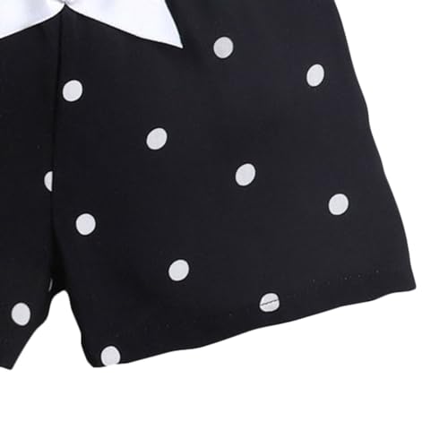 Image of Hopscotch Girls Cotton Blend Polka Dot Print Shorts in Black Color