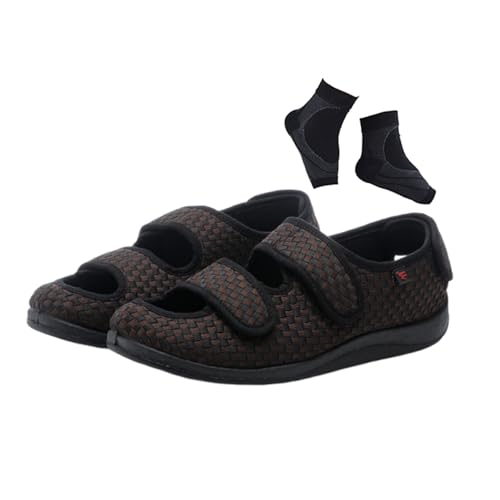 Diabetic Foot Shoes, Mens Easy Close Adjustable Breathable Extra Wide Fit Diabetic Shoes, Comfy Swollen Feet Non-Slip Orthopedic Walking, for Elderly Arthritis Edema Swollen Feet Thumb