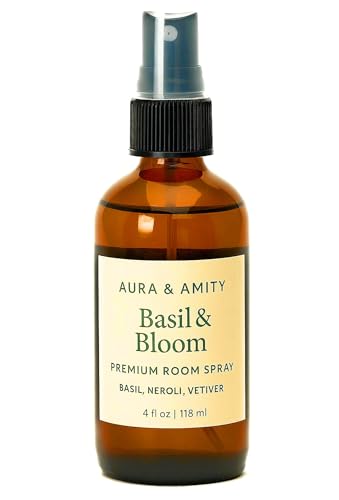 Image of Aura & Amity Premium Room & Linen Spray - Handmade Luxury Fabric & Home Fragrance Mist, Long-Lasting & Eco-Friendly (Basil & Bloom)