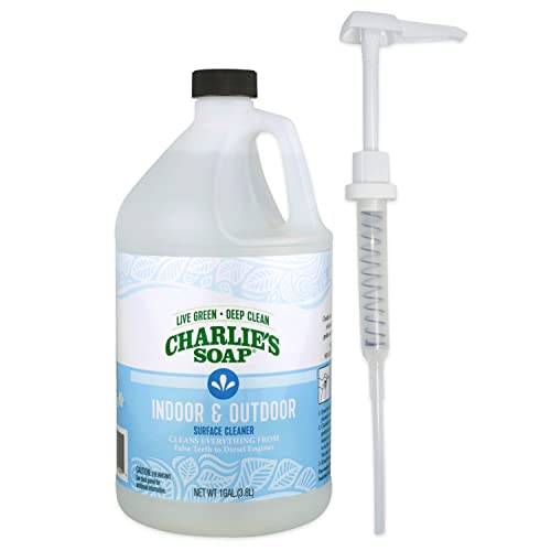Product Image of the Charlie's Soap Indoor-Outdoor Surface Cleaner with Pump (1 Gallon, 1 Pack) - Hypoallergenic, Biodegradable, Multi-Surface Use