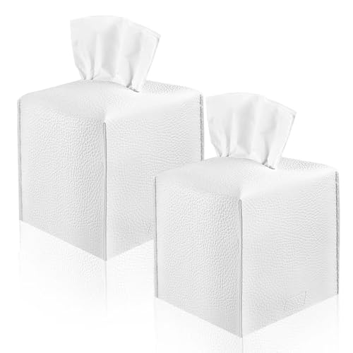 2 Pack 5"x5"x5" Square PU Leather Tissue Box Holders for Home & Office by VIVIDLY - Used condition - US$8.03