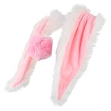 MAGICLULU バイク用ヘルメット用取り外し可能なウサギ耳飾り ふわふわピンクの毛付き 帽デコレーション 耐久性と簡単装着で落ちにくい女性ラ