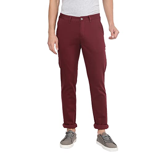 Image of Arvind Men Red Wine Modern Fit Chinos