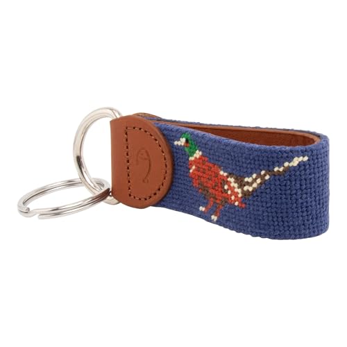 Image of Leather Hand-Stitched Needlepoint Key Fob or Key Chain