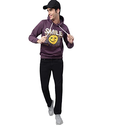 Image of Veirdo Cotton Fleece Regular Fit Full Sleeve Hooded Sweatshirt Front and Back Graphic Printed Jumper Hoodie for Men