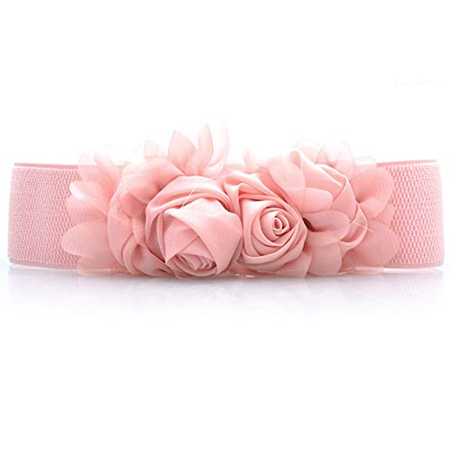 Women Lace Rose Flower Stretchy Elastic Waist Belt Dress Corset Waistband